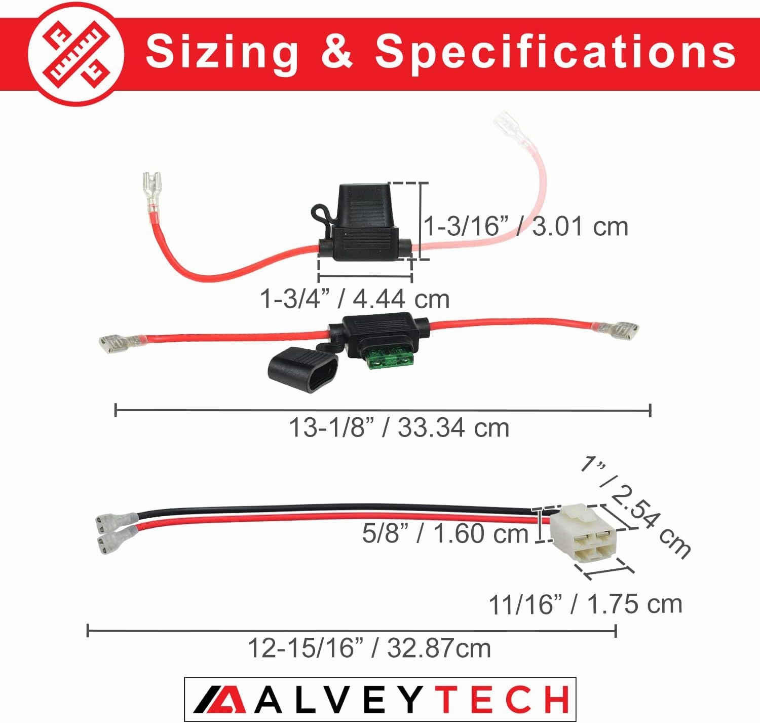 AlveyTech 24 Volt 9 Ah Battery Pack with Harness for Razor Ground Force Drifter Go-Kart - Replacement Set (x2 12V) SLA Batteries, for Electric Power Scooter Quad Dirt Bike Dune Buggy Cart e-Toy Parts