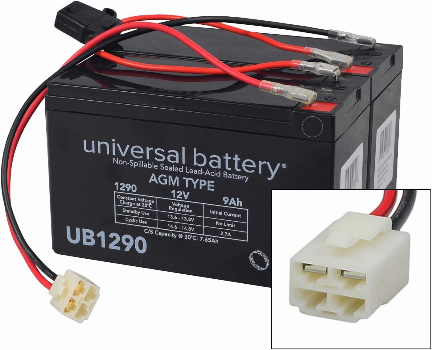 AlveyTech 24 Volt 9 Ah Battery Pack with Harness for Razor Ground Force Drifter Go-Kart - Replacement Set (x2 12V) SLA Batteries, for Electric Power Scooter Quad Dirt Bike Dune Buggy Cart e-Toy Parts