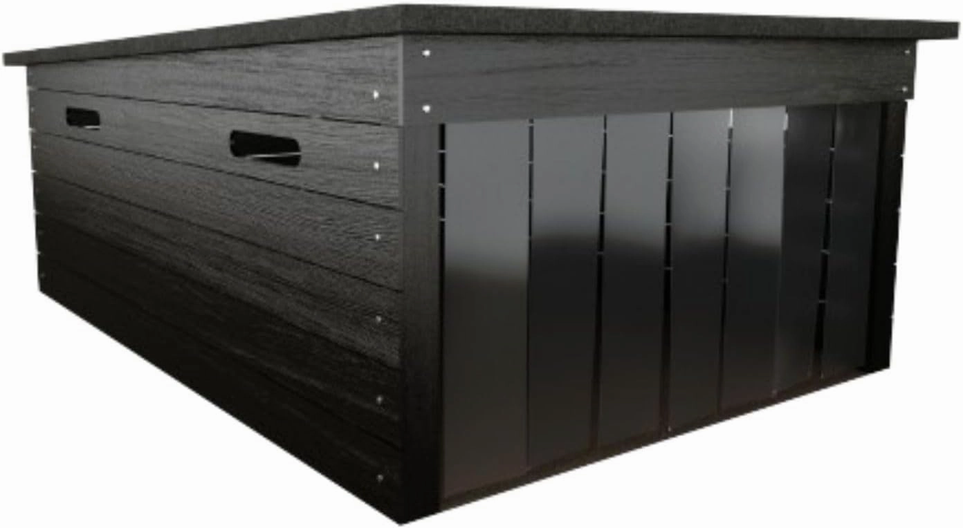 AM Robots Lawnmower Garage Storage Shed - The Cube Medium, 37x26x18in, Removable Curtains (Black)