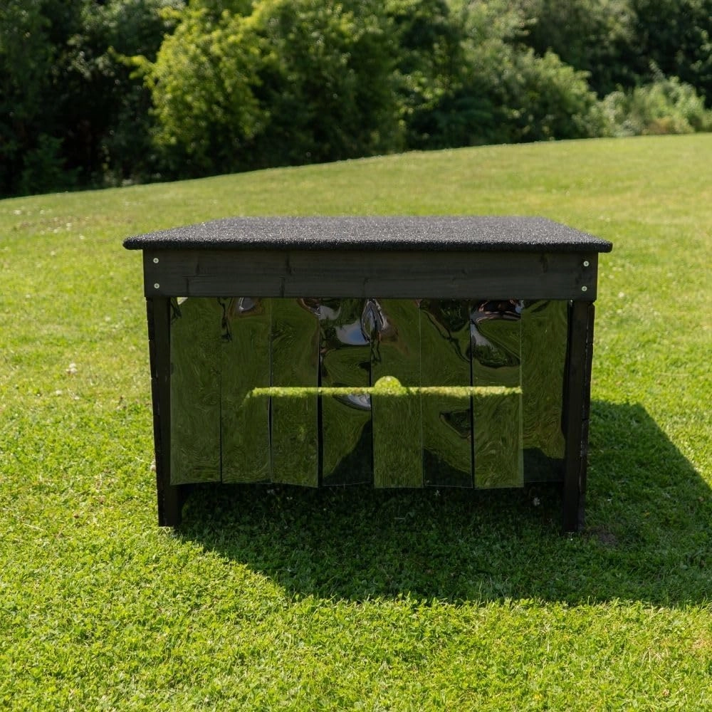 AM Robots Lawnmower Garage Storage Shed - The Cube Medium, 37x26x18in, Removable Curtains (Black)