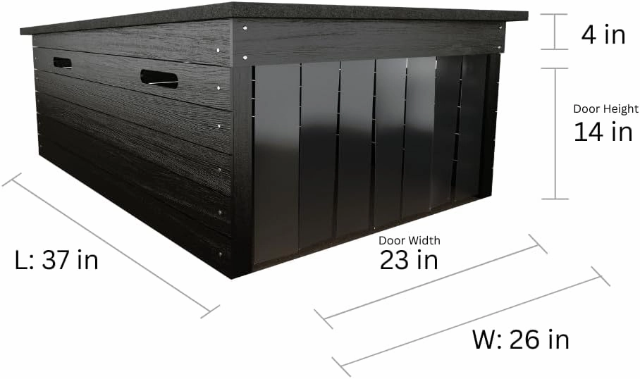 AM Robots Lawnmower Garage Storage Shed - The Cube Medium, 37x26x18in, Removable Curtains (Black)