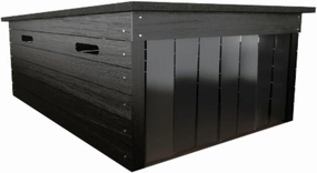 AM Robots Lawnmower Garage Storage Shed - The Cube Medium, 37x26x18in, Removable Curtains (Black)