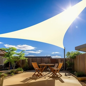 Amagenix Sun Shade Sail 9'X12'X15' Cream Triangle Canopy 185GSM Permeable Fabric 98% UV Block for Yard Deck Pergola Outdoor (We Make Custom Size)