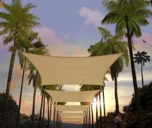 Amgo 12' x 12' Sand Beige Square Sun Shade Sail Canopy Awning UPF50  AGTAPS12, 95% UV Blockage, Water & Air Permeable, Commercial and Residential, 3 Years Warranty (We Make Custom Size)