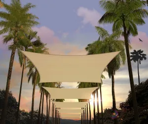 Amgo 8' x 16' Beige Rectangle Sun Shade Sail Canopy Awning, UPF50  AGTAPR0816, 95% UV Blockage, Water & Air Permeable, Commercial and Residential, 3 Years Warranty (We Make Custom Size)