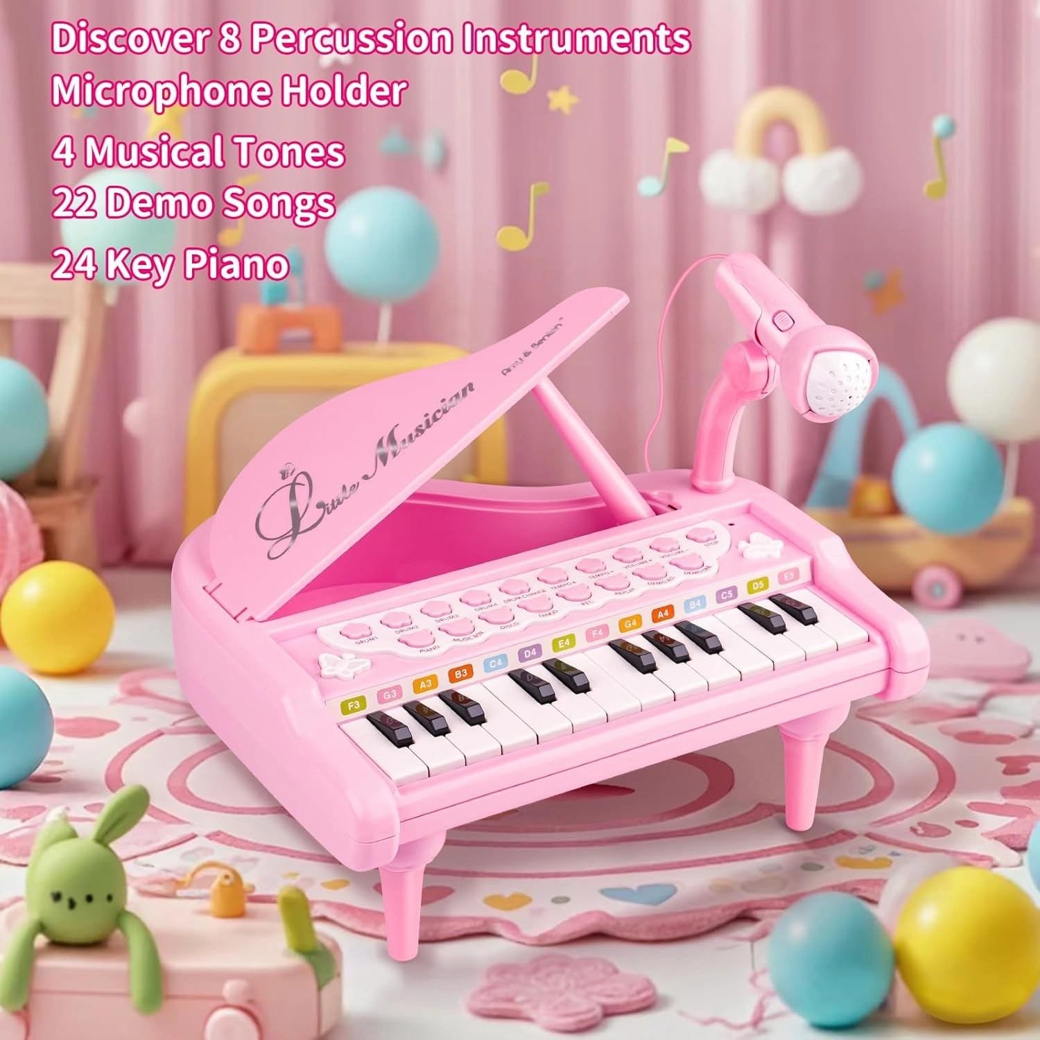 Amy&Benton Piano Music Toy Baby for Toddlers Pink for Girls 1-3 Girl First Birthday Gift for 1 2 3 Years Old Girl 1st Birthday Toy Presents for Girl 1 2 3  Girl Kids Gift
