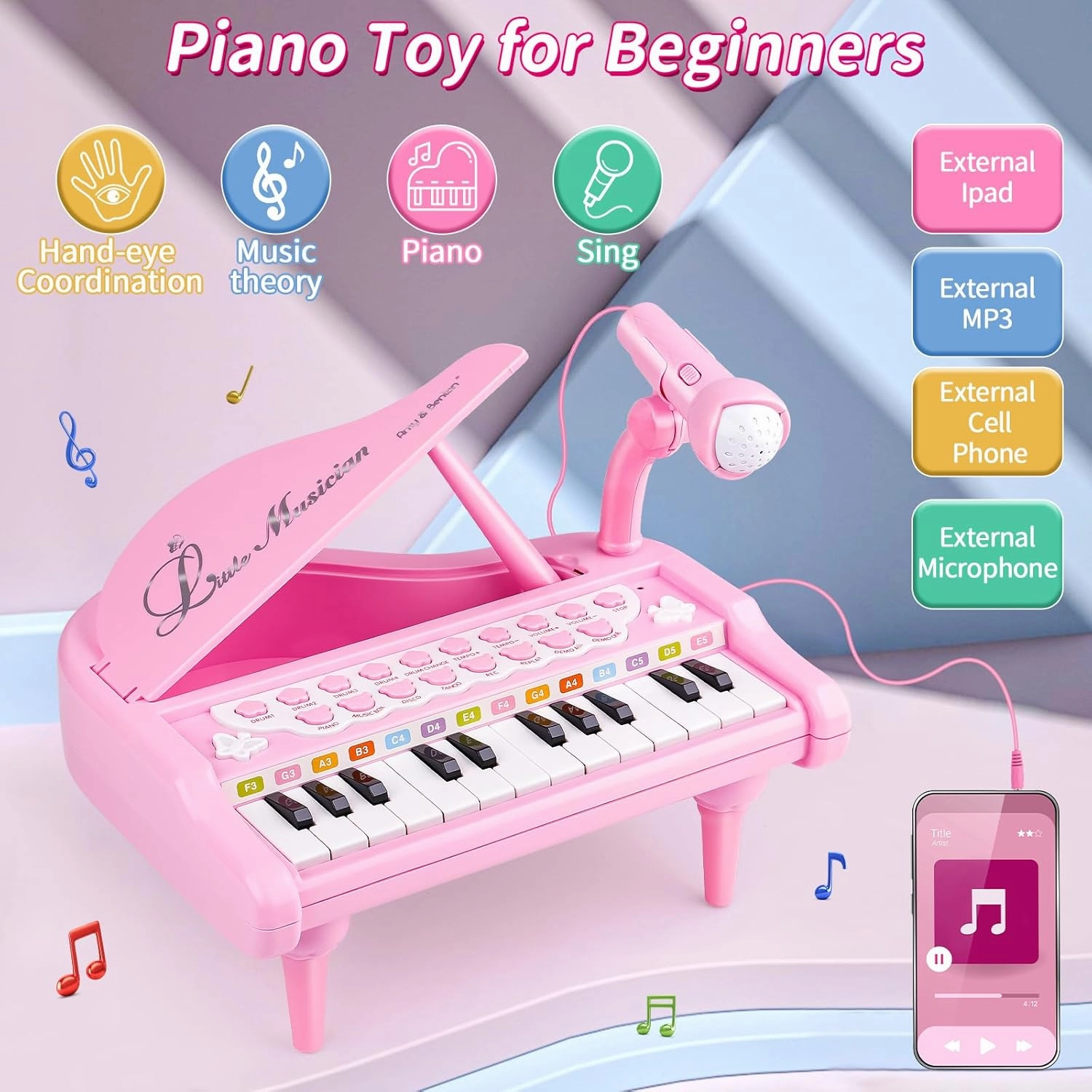 Amy&Benton Piano Music Toy Baby for Toddlers Pink for Girls 1-3 Girl First Birthday Gift for 1 2 3 Years Old Girl 1st Birthday Toy Presents for Girl 1 2 3  Girl Kids Gift