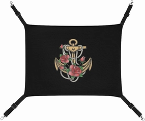 Anchor with Rose Flowers Hanging Cat Bed Soft Breathable Pet Hammock for Cage Pet Sleeper for Kitten Ferret Puppy Rabbit
