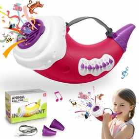 Animal Caller Toys for Kids 3-8, Hunting Toy with 2 Mode 30 Sounds, 5 Levels Lights, Outdoor Discovery Play with 8" Horn Voice Changer Toys for Boys & Girls Ages 3  (Red)