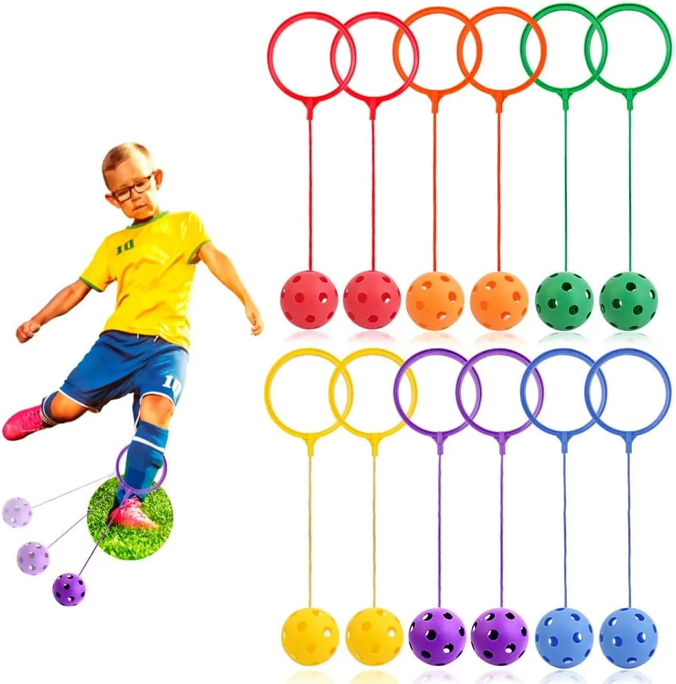 Ankle Skip Balls, 6 Colors, 5.91 Inch Diameter Jump Ankle Ropes Skip and Jump Toys Sports Swing Balls for Girls Boys Gym Class Home Playground Exercising Body Fat Burning