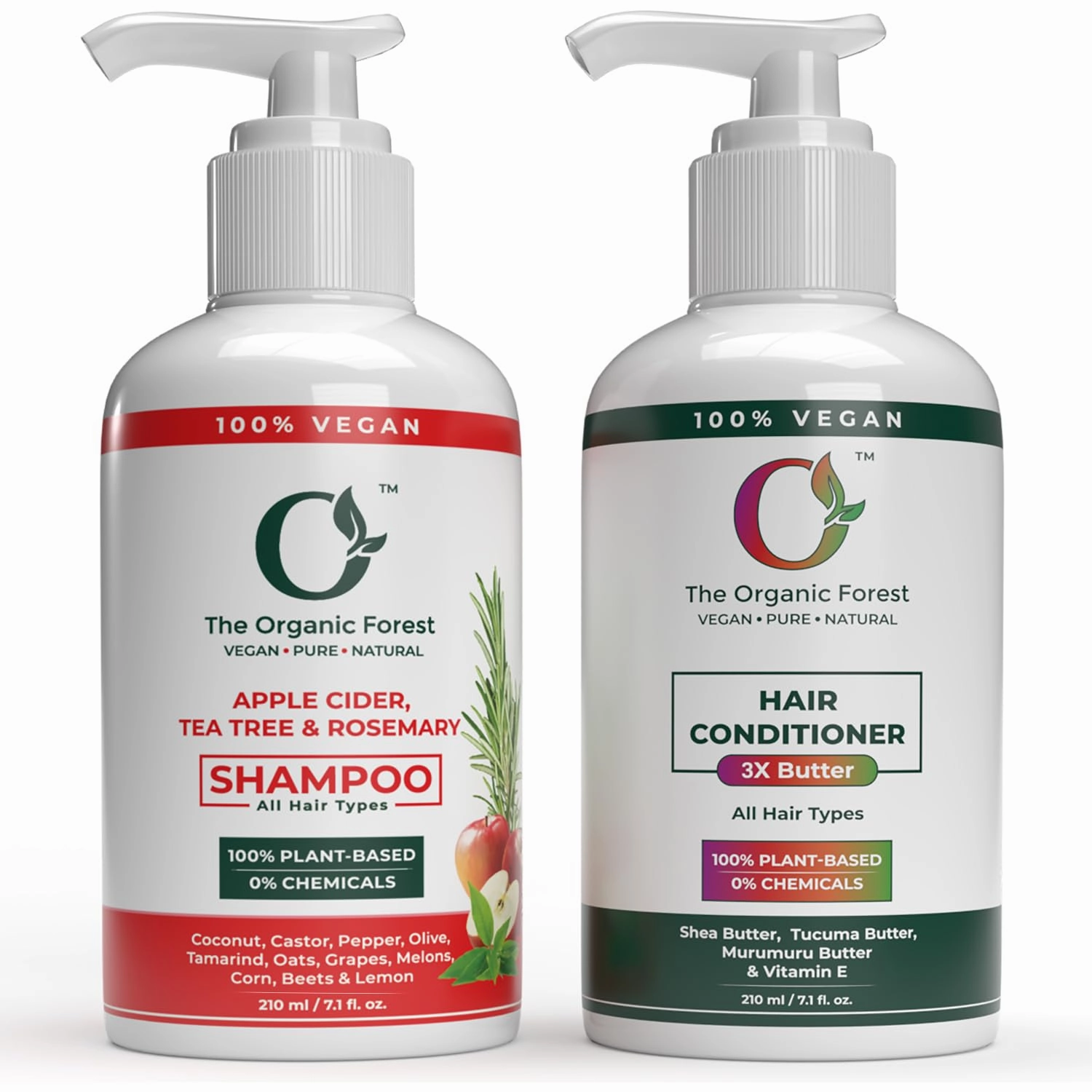 Apple Cider Vinegar Shampoo & Conditioner Set for Oily Hair, Deep Cleanse, Detox & Shine | Enriched with Tea Tree, Rosemary, Shea Butter & Coconut Oil | Hair Care Set for Men & Women