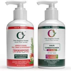 Apple Cider Vinegar Shampoo & Conditioner Set for Oily Hair, Deep Cleanse, Detox & Shine | Enriched with Tea Tree, Rosemary, Shea Butter & Coconut Oil | Hair Care Set for Men & Women