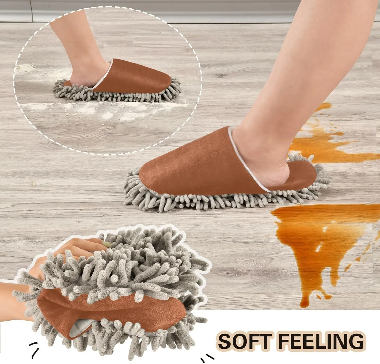 Aqua Mop Slippers Washable Floor Cleaning Mop Slippers for Wood Floor