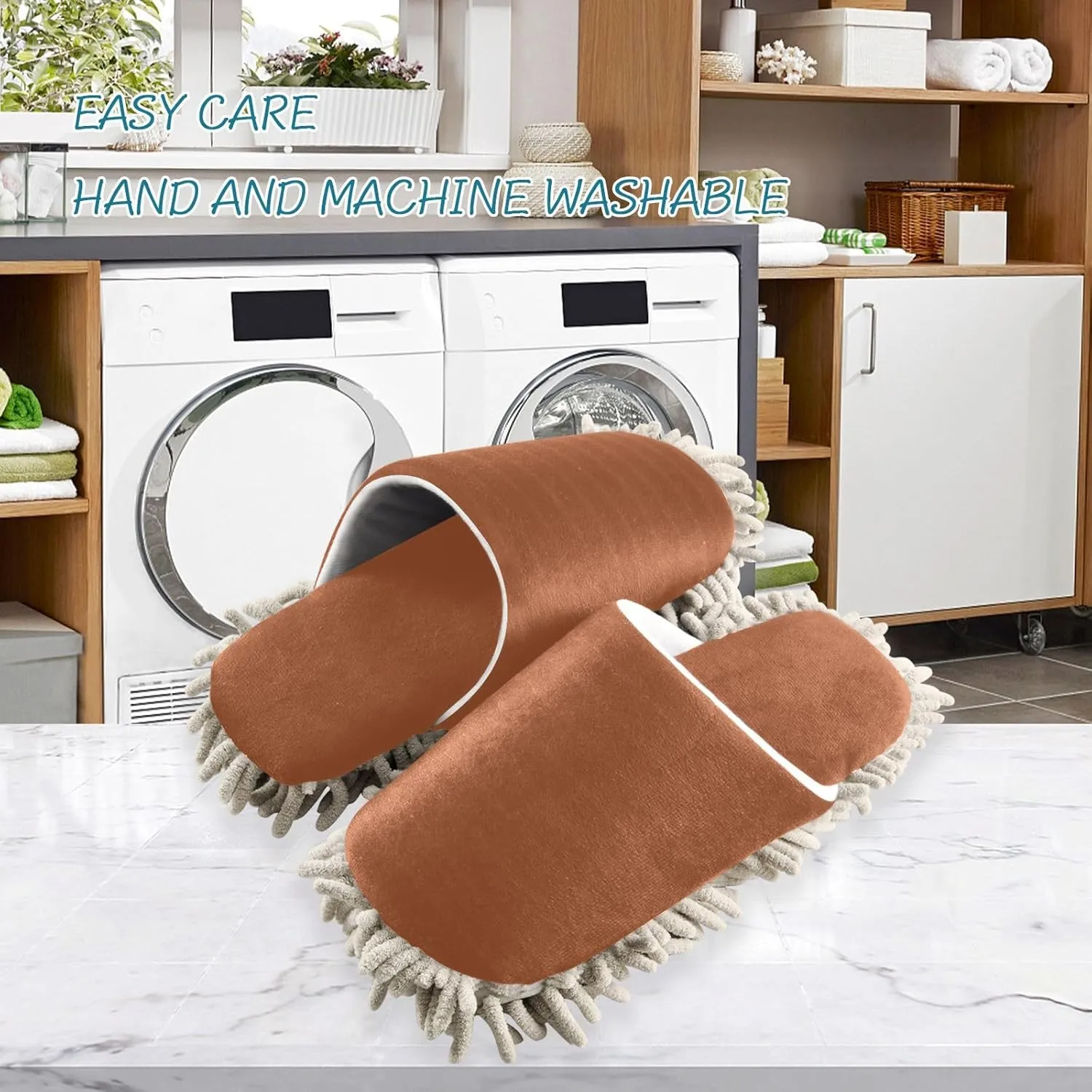 Aqua Mop Slippers Washable Floor Cleaning Mop Slippers for Wood Floor