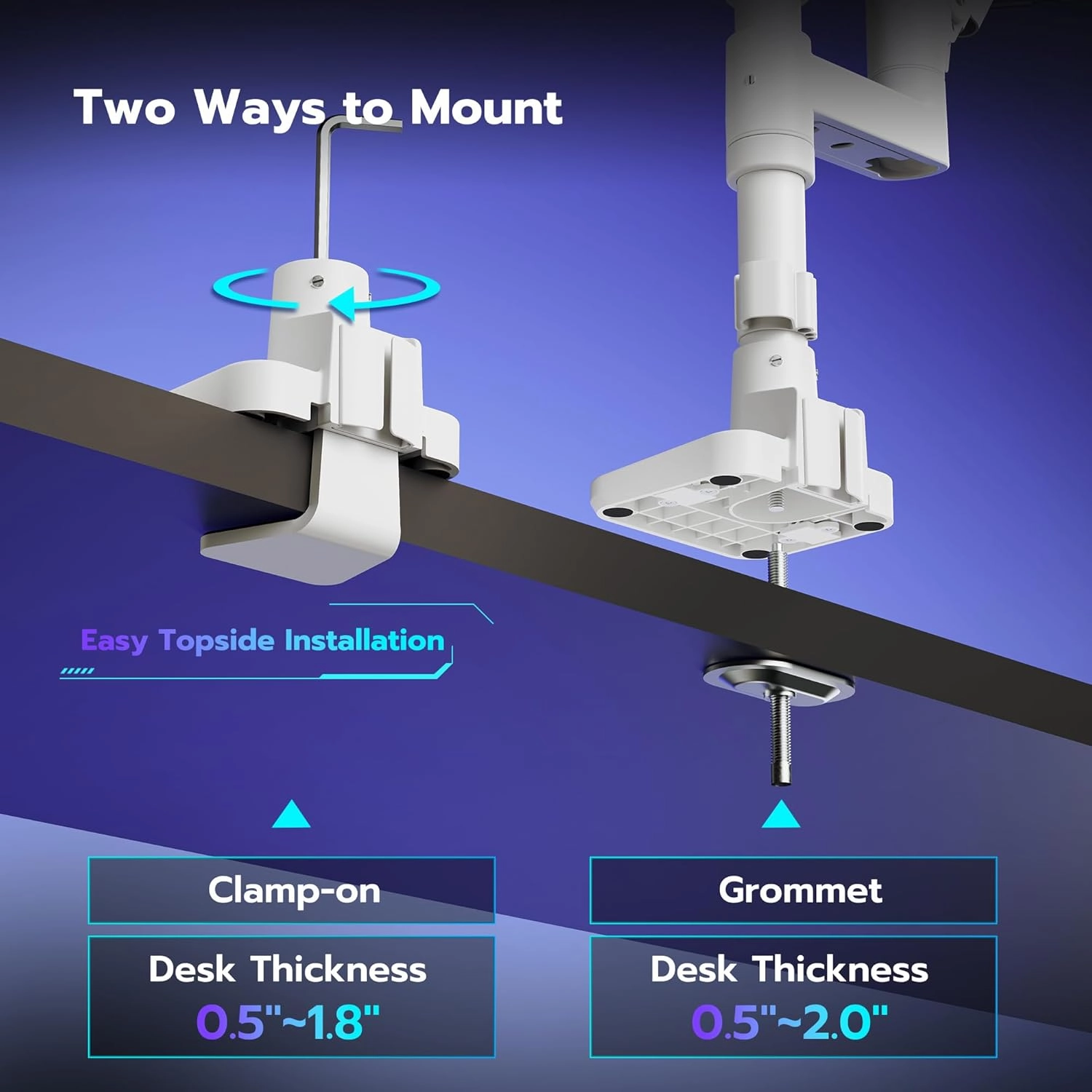 ARES WING Dual Monitor Arm Desk Mount for 17-49 Inch Ultrawide Monitors, Heavy Duty Dual Monitor Mount Holds 44 lbs, Full Motion Gas Spring Vertical Stacked Monitor Mount, 75/100 VESA Mount, White