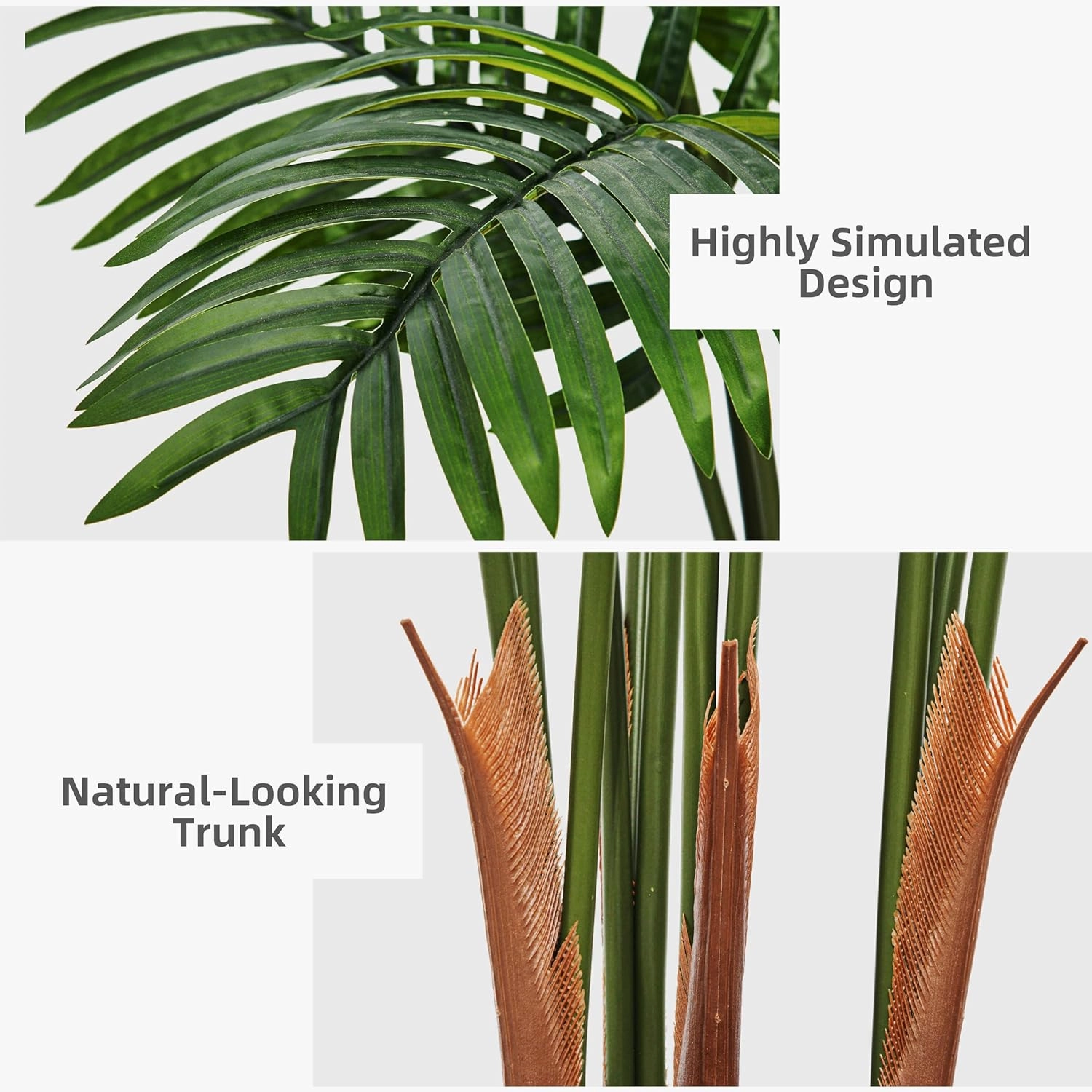 Artificial Palm Tree 5FT - Fake Tree with White Tall Planter - Faux Tropical Areca Floor Plant in Pot - Artificial Silk Plant for Home Office Living Room Decor Indoor