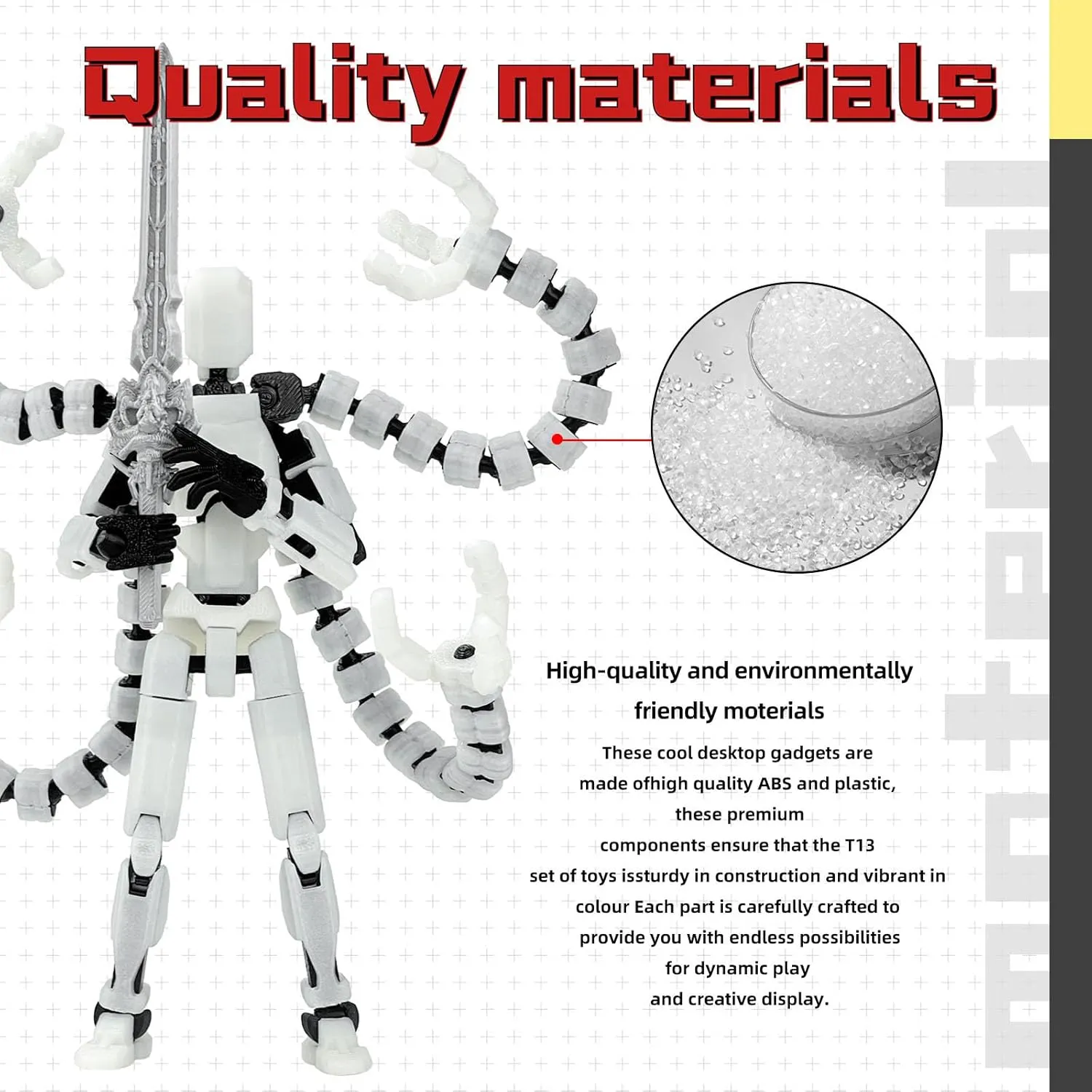 Assembly Completed T13 Action Figure 3D Printed Multi-Jointed Movable T 13 Nova 13 Robot 13 Action Figure Desktop Decorations for Game Lovers (Night Light, 7.2 Inch)