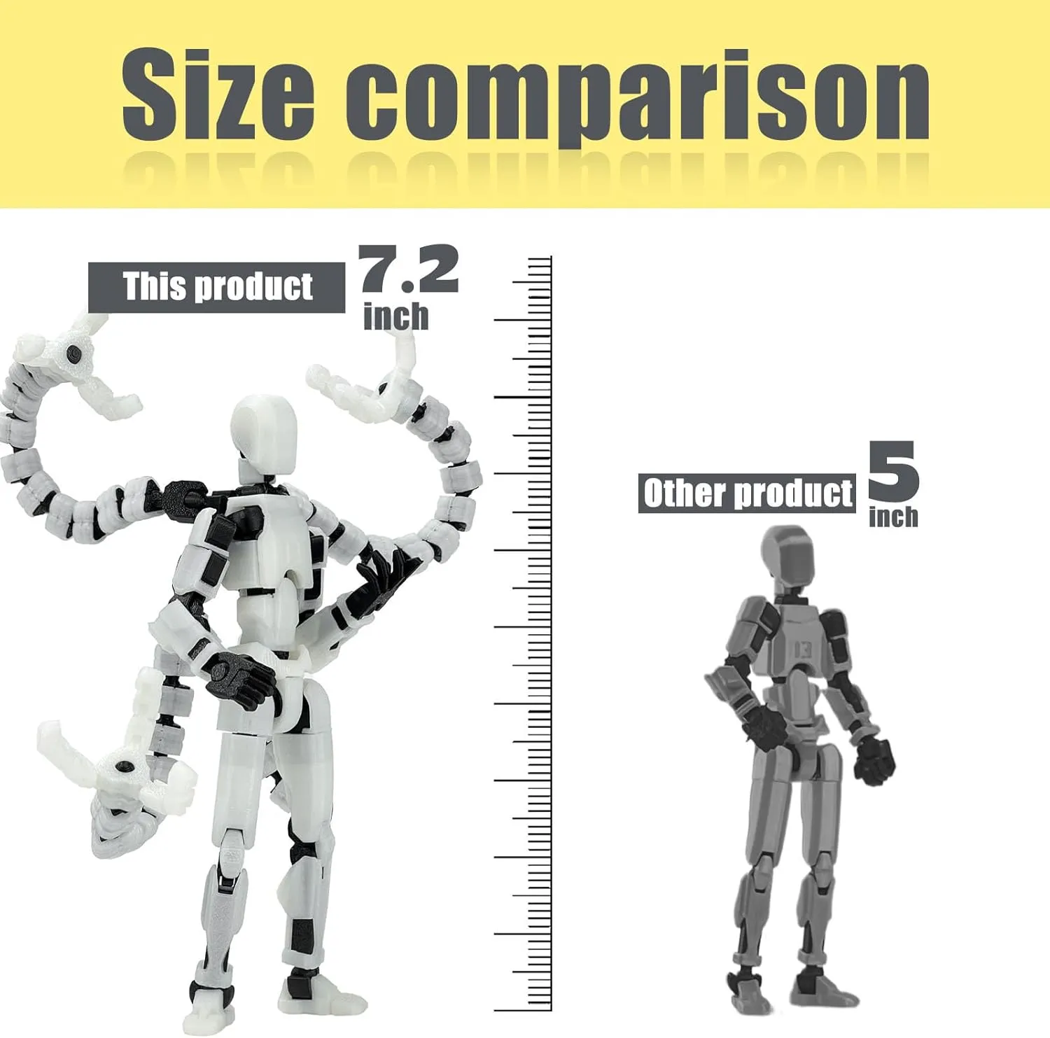 Assembly Completed T13 Action Figure 3D Printed Multi-Jointed Movable T 13 Nova 13 Robot 13 Action Figure Desktop Decorations for Game Lovers (Night Light, 7.2 Inch)