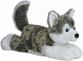 Aurora, 31453, Shadow Husky Flopsie, 12In, Soft Toy, (Grey/White/Blue)