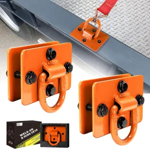 AUTOBOTS 1/2" D Rings for Trailers Heavy Duty Trailer Tie Down Rings,Max 12,000 Lbs,Includes All Mounting Hardware, Forged Steel Bolt-on D Ring,Large Trailer Tie Down Anchor Points 2 Pack Orange