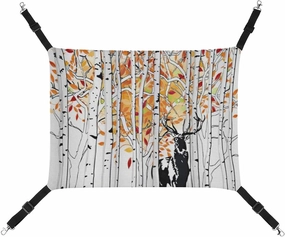 Autumn Reindeer Cat Hanging Hammock Soft Breathable Pet Cage Dog Hammock with Adjustable Straps and Metal Hooks