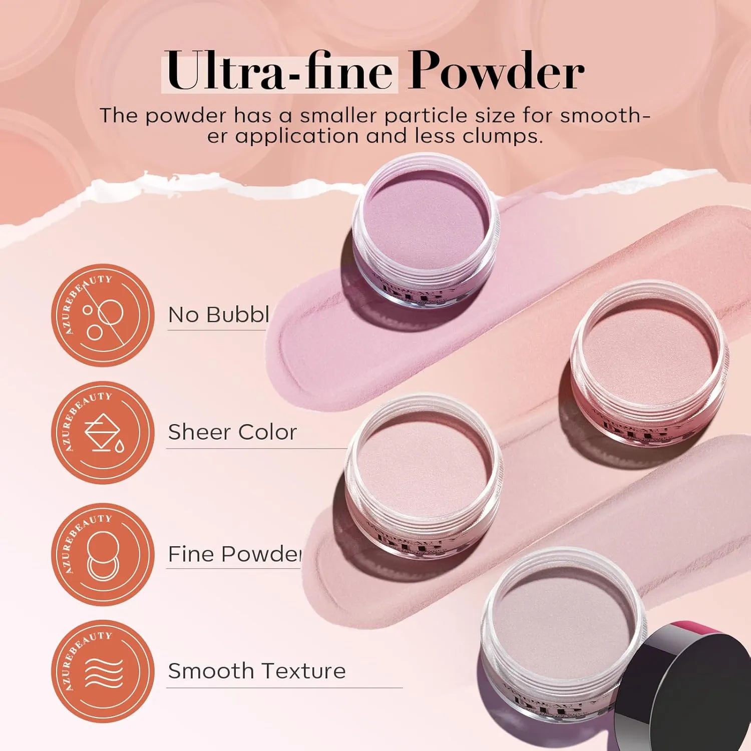 AZUREBEAUTY Dip Powder Nail Starter Kit, 4 Colors Translucent Jelly Nude Gentle Pink Dipping Powder System Liquid Set with Base & Top Coat Activator for French Nail Art Manicure Salon DIY
