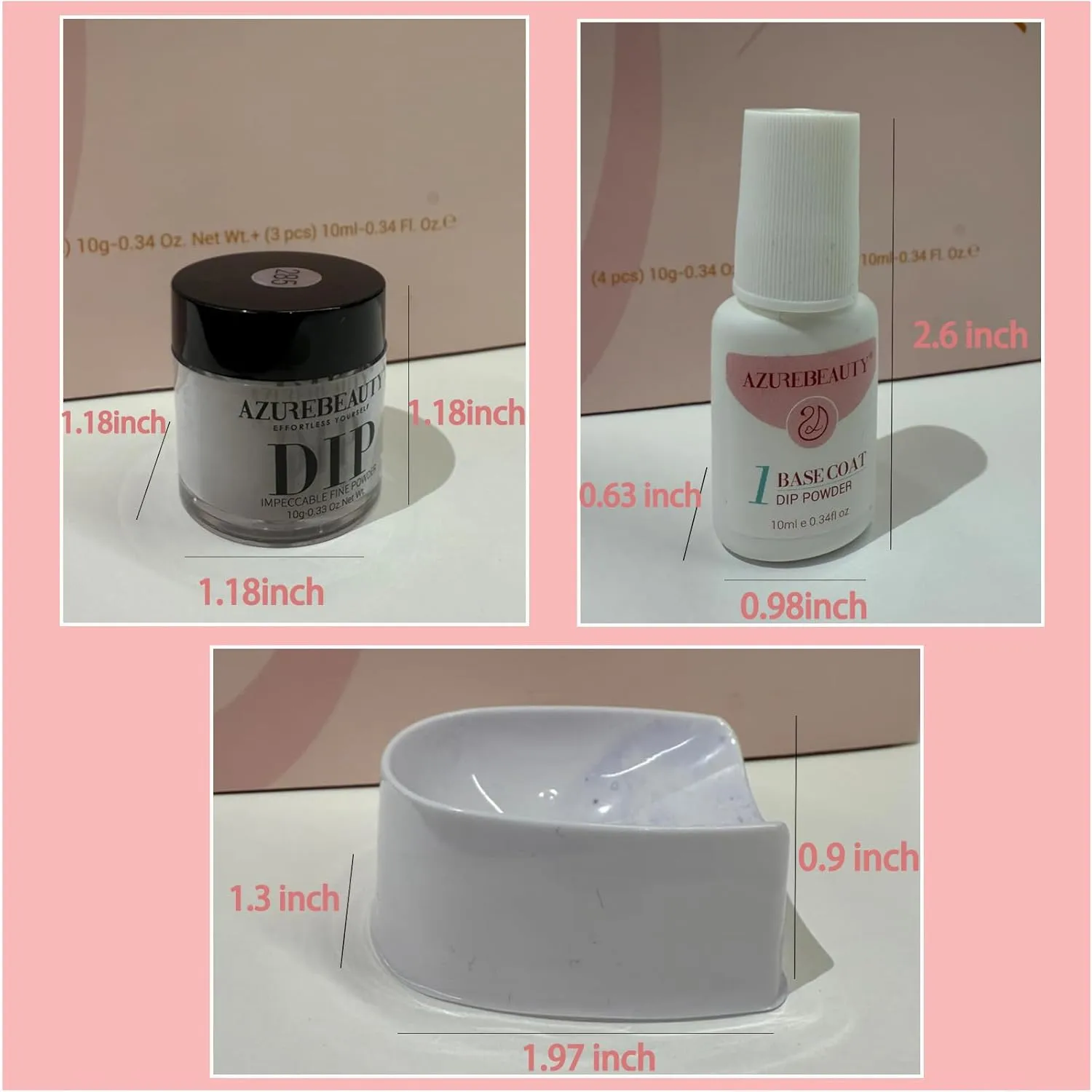 AZUREBEAUTY Dip Powder Nail Starter Kit, 4 Colors Translucent Jelly Nude Gentle Pink Dipping Powder System Liquid Set with Base & Top Coat Activator for French Nail Art Manicure Salon DIY