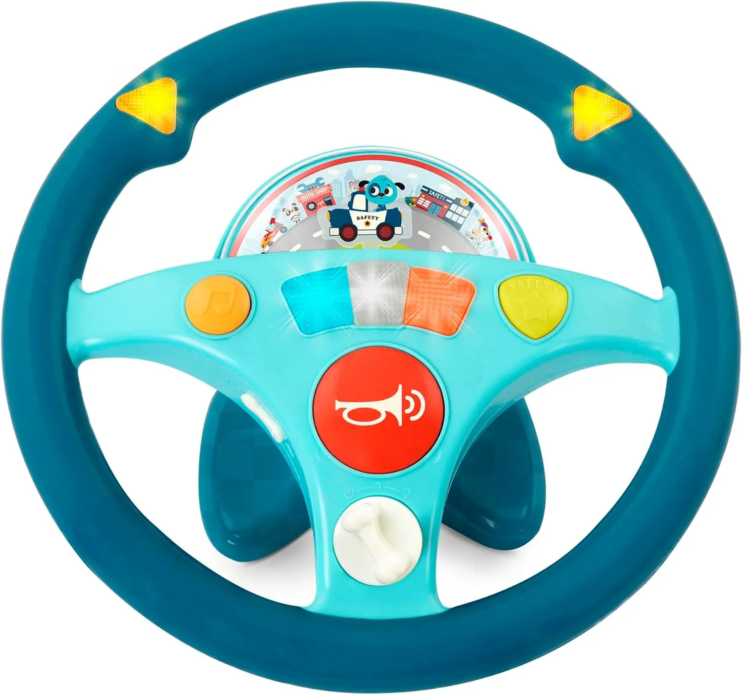 B. Toys Woofer's Musical Driving Wheel - Pretend Play Steering Wheel with Music, Sounds & Lights for Toddlers, Kids 2 Years 