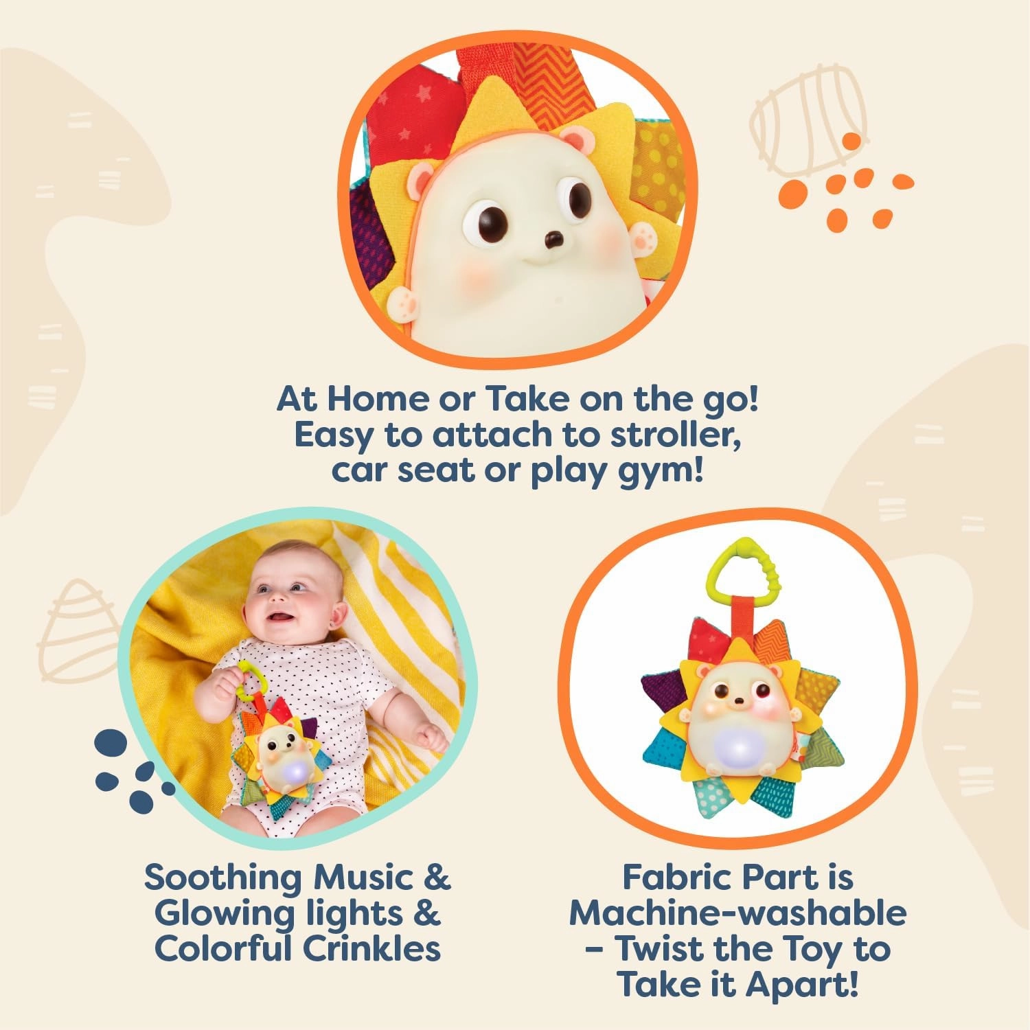 B. toys- B. baby – Baby Musical Light-Up Hedgehog Toy with Lights & Sounds – Sensory Toy for Newborns, Babies – Music & Glowing Lights –RainGlow Buddy- 0 Months  