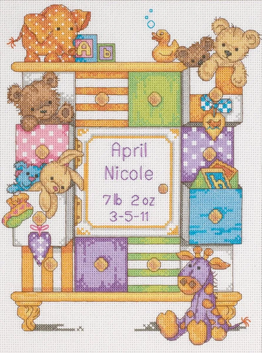 Baby Drawers Birth Record Cross Stitch Kit 73538 by Dimensions