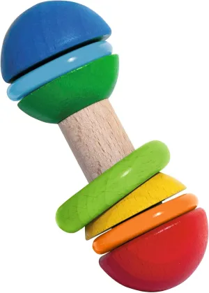 Baby Grip Toy, 10.5 cm Long, Colourful, Made from 100% FSC Certified Beech Wood, from 3 Months