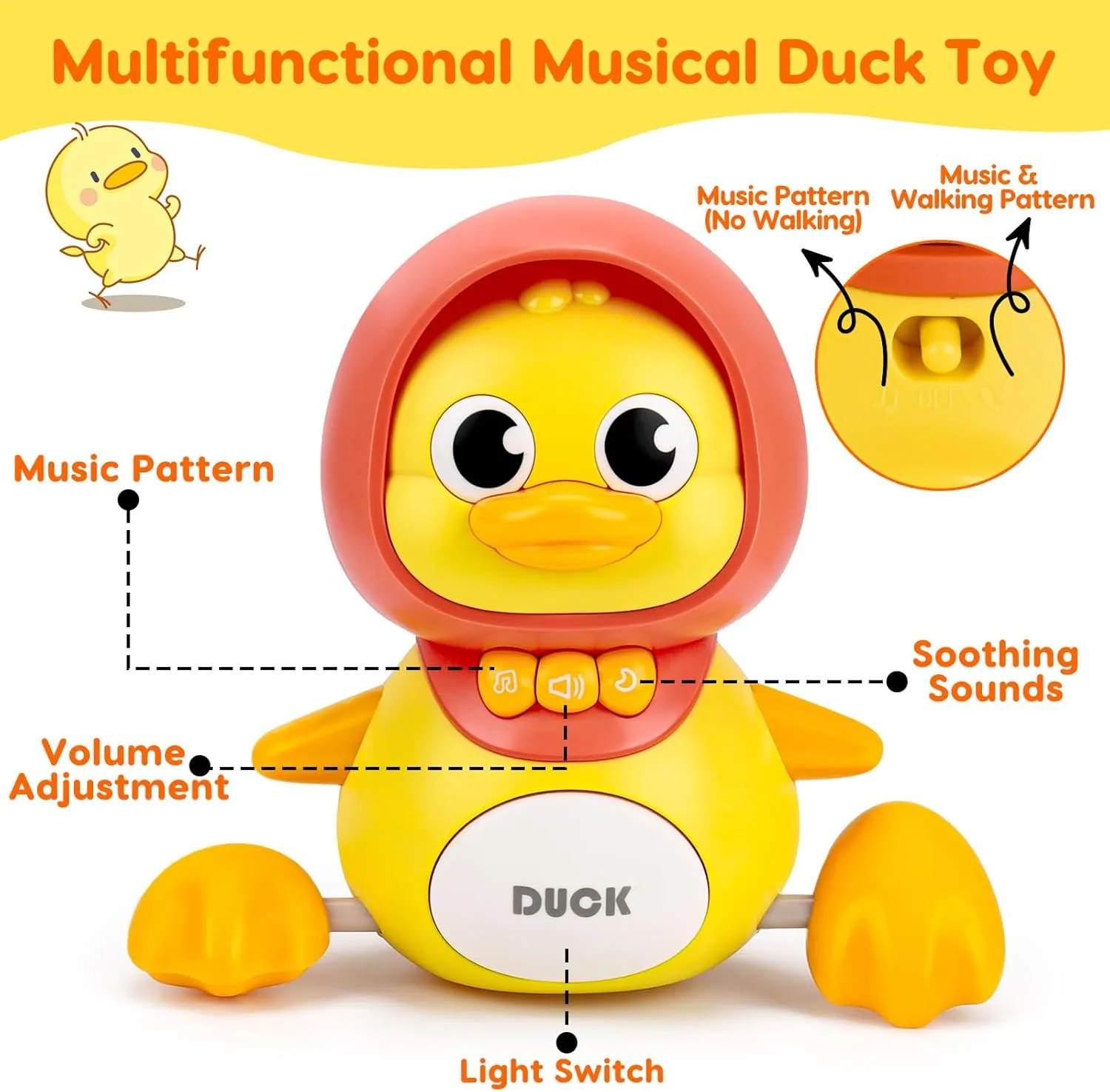 Baby Toys 6-12 Months Musical Duck Toy Set 3 4 5 6 7 8 9 Months Old Tummy Time Infant Newborn Crawling Moving Light Up Toys for Babies 0-3-6 12-18 Months Birthday Shower Gifts for 1 Year Old Boy Girl