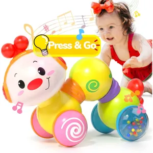 Baby Toys 6-12 Months Press and Go Inchworm Crawling Caterpillar Learning Musical Educational Baby Toys for 1 Year Old Babies Toddlers Girls Boys Kids Tummy Time Toys