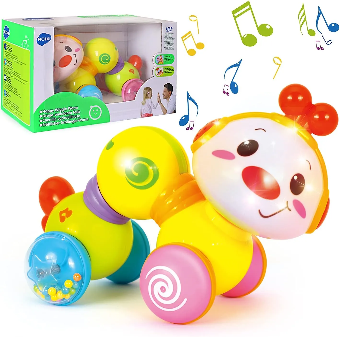 Baby Toys 6-12 Months Press and Go Inchworm Crawling Caterpillar Learning Musical Educational Baby Toys for 1 Year Old Babies Toddlers Girls Boys Kids Tummy Time Toys