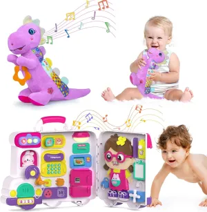 Baby Toys for 1-2 Year Old Girl ,Montessori Bilingual Musical Busy Car Board,Early Educational Toys for Toddlers 1-3,Motor Skills Learning Toy 12-18 Month,Birthday Gift for 1  Year Old Boy Girl