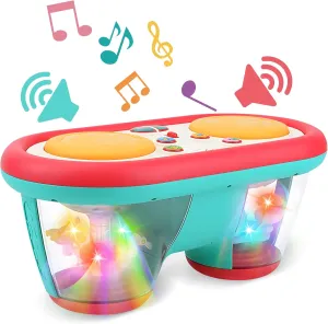 Baby Toys for 6 to 12 Months, Drum Musical Learning Infant Toys Rotating Light Up Toys for 12-18 Months, Tummy Time Toys for Baby 0-3-6-9 Months, Baby Gifts Toys 1 Year Old