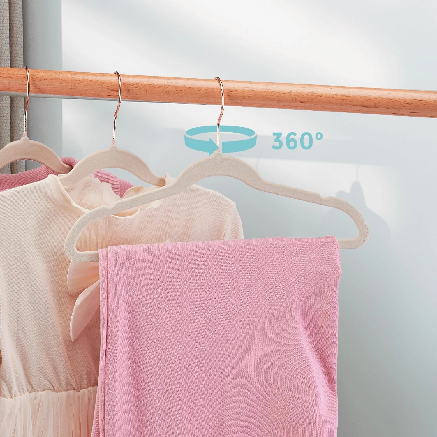 Baby Hangers Velvet 30 Pack - 11'' Inch Premium Non Slip Kids Felt Hanger for Clothes - Ultra Thin Baby Felt Hangers for Toddler Children's Closet with 10 Hanger Clips - Beige