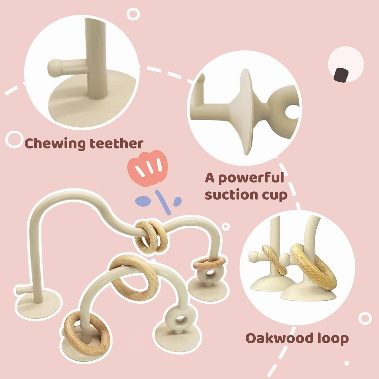 Baby High Chair Suction Toys Teething Chew - Baby Teething Toys Silicone Teethers, Baby Table Toys, Food Grade Silicon for 6 12 18 Months (RPinkFPink)