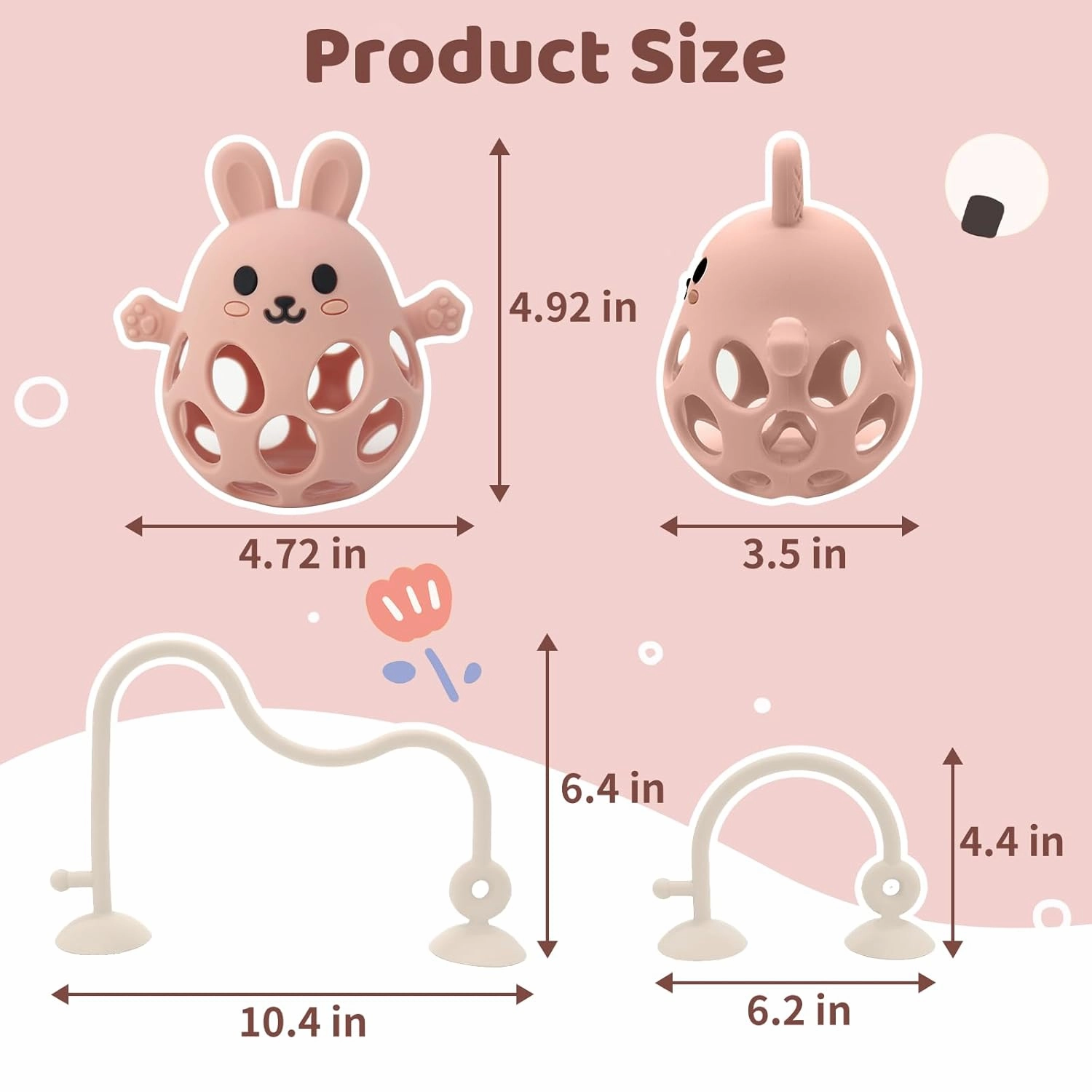 Baby High Chair Suction Toys Teething Chew - Baby Teething Toys Silicone Teethers, Baby Table Toys, Food Grade Silicon for 6 12 18 Months (RPinkFPink)