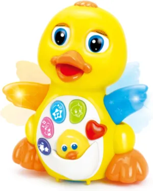BABYFUNY Baby Toys 6-12 Months, Duck Toy for 1 Year Old Girl Gifts, Crawling Tummy Time Toys with Music, Light Up Moving, Learning Educational Toy Easter Basket Stuffers for Toddler