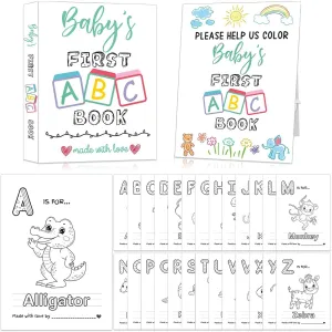 Baby's First ABC Book Baby Shower Activity Keepsake Game, ABC Coloring Baby Shower Guest Book Alternative, Baby's First Alphabet Coloring Book, Alphabet A to Z Coloring Pages