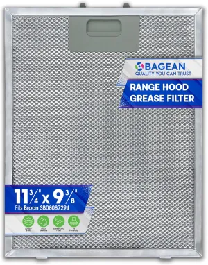 Bagean Stove Hood Vent Filter 11.75” x 9.40” SB08087294 Compatible with Broan Range Hood Filter Replacement - Aluminum Screen for Kitchen Overhead Fan - Blocks Grease & Filters over Oven Air (1-Pack)