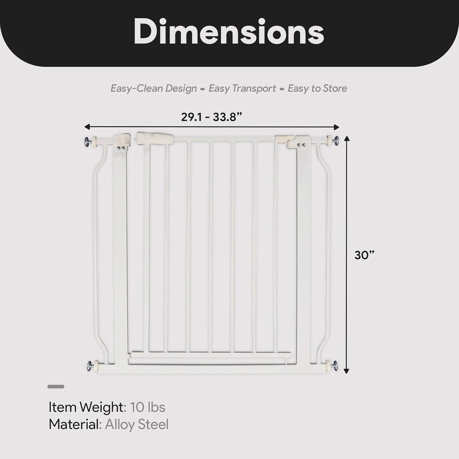 BalanceFrom Walk-Thru Safety Gate for Baby and Pets, Child Proof Fence for Doorways, Stairways, Hallways, 29.1" to 33.8" Opening, 30" Height, White