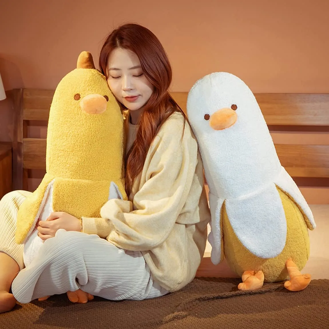 Banana Duck Plush Toy 19.6'',Cute Plushies Stuffed Animal,Duck Plushie Long Pillow,Funny Hugging Pillow Sleeping Cushion Soft Gifts for Boys Girls Birthday Christmas(Yellow), 19.7''/50cm