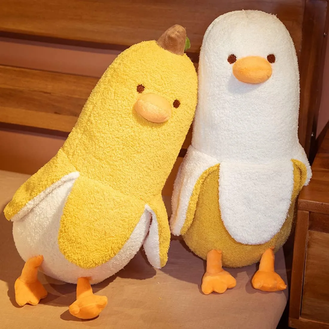 Banana Duck Plush Toy 19.6'',Cute Plushies Stuffed Animal,Duck Plushie Long Pillow,Funny Hugging Pillow Sleeping Cushion Soft Gifts for Boys Girls Birthday Christmas(Yellow), 19.7''/50cm