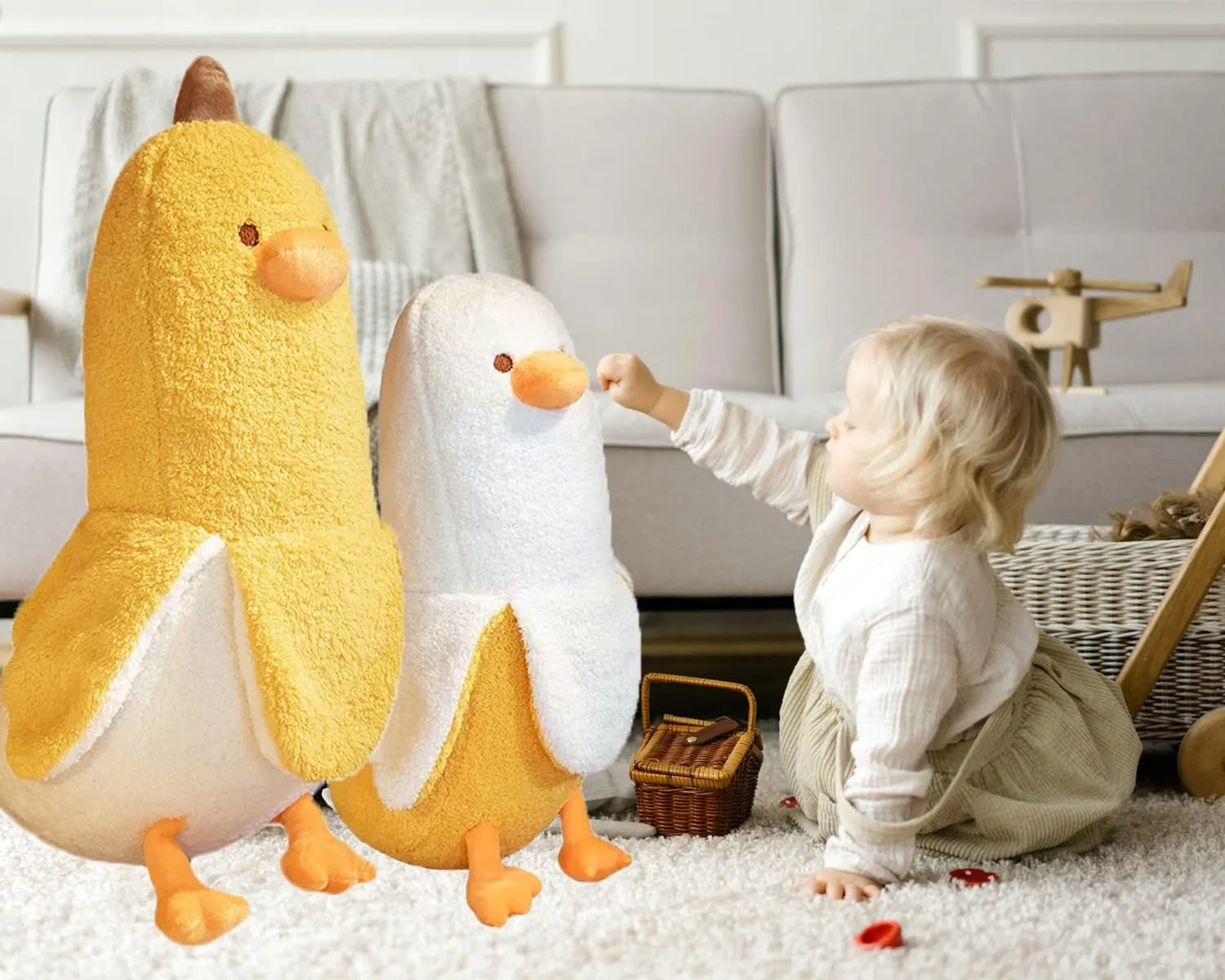 Banana Duck Plush Toy 19.6'',Cute Plushies Stuffed Animal,Duck Plushie Long Pillow,Funny Hugging Pillow Sleeping Cushion Soft Gifts for Boys Girls Birthday Christmas(Yellow), 19.7''/50cm