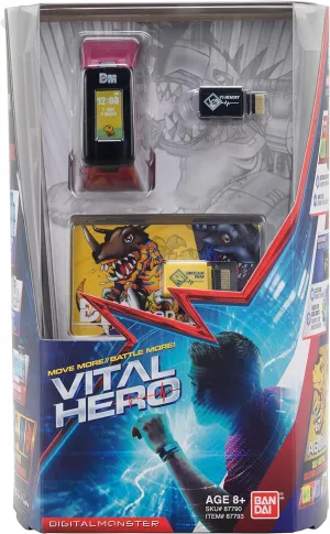 Bandai Namco - Digimon - Vital Hero Interactive Fitness Tracker/Digital Watch/Virtual Pet (Red)