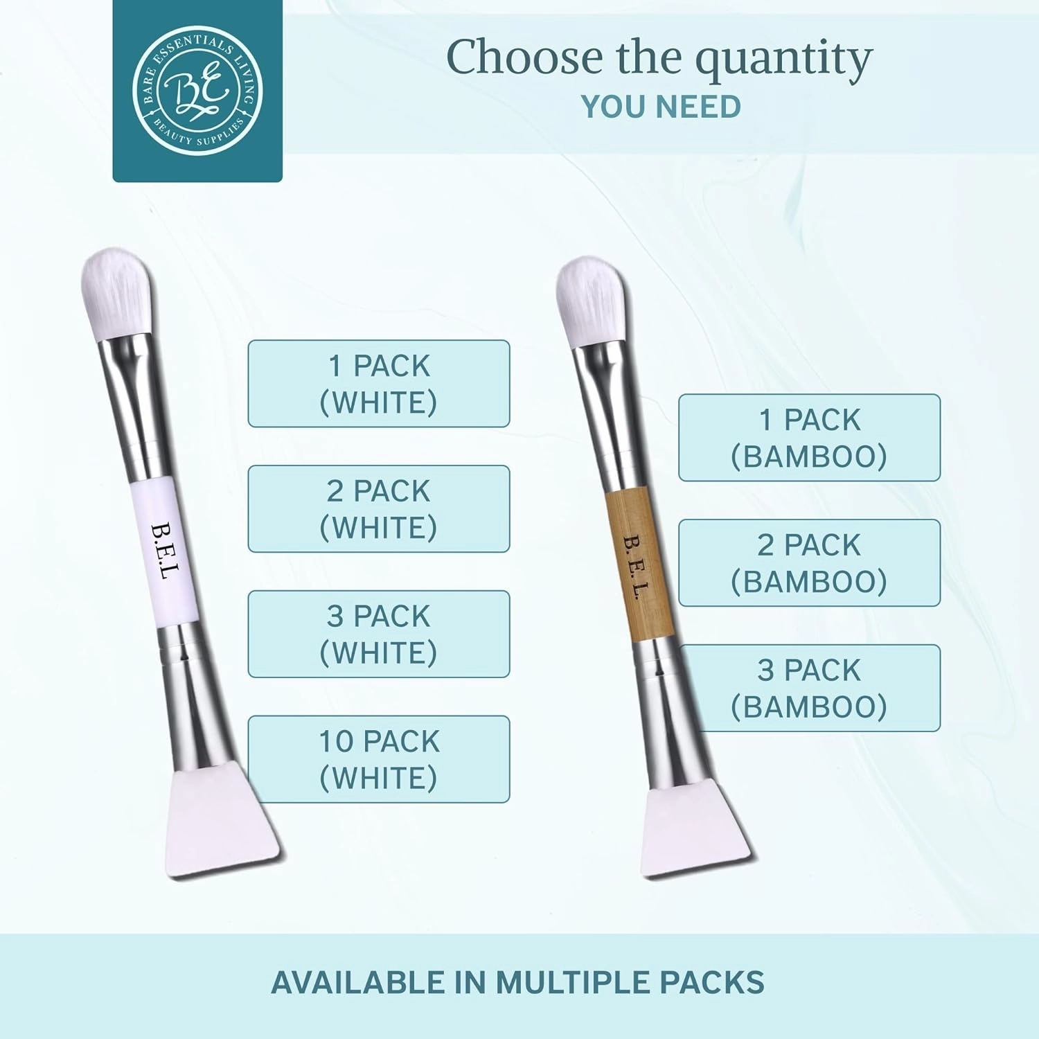 Bare Essentials Living - Clay Face Mask Brush (10 Pack, White) Dual Soft Silicone Face Mask Applicator Brush Tool, Great Facial Essentials, Moisturizer Applicator & Skincare Brush for Facials