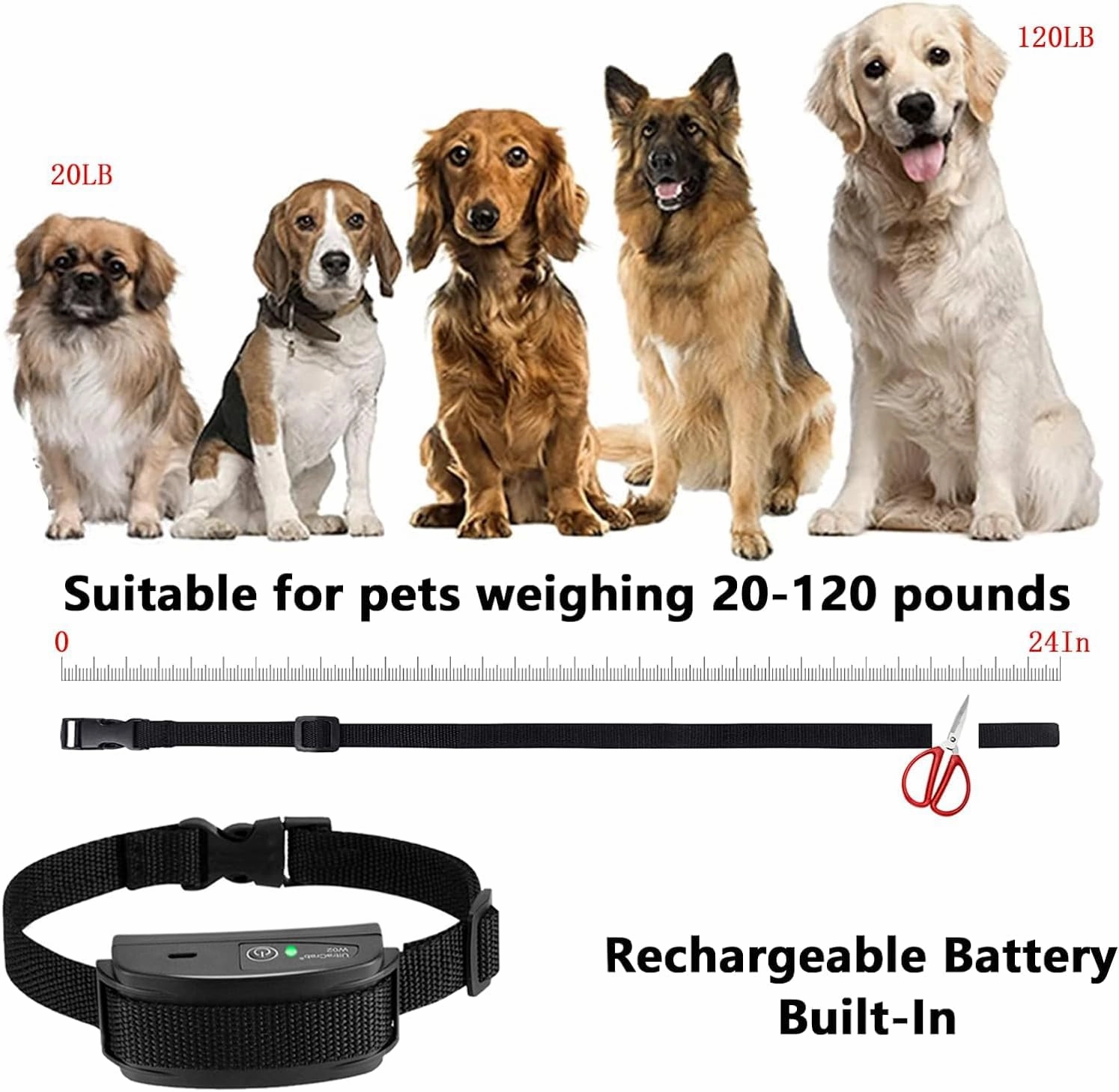 Basic In-Ground Pet Fence - Underground 2 Dogs Fence System, Electric Fence for Dogs Training 2 Collars for Dog Over 20lb, Wireless Electric Dog Fence System (Black, 2 Dogs System)