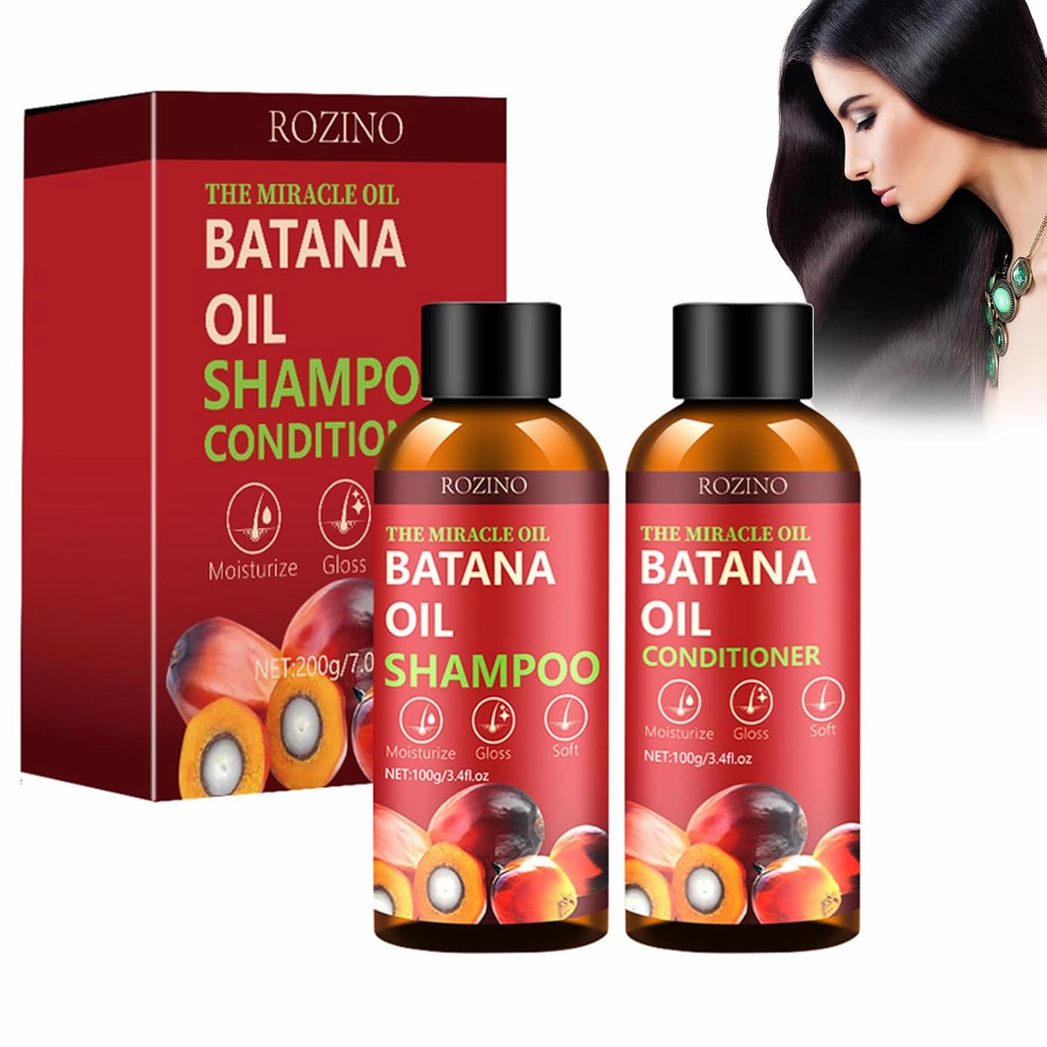 Batana Shampoo and Conditioner,Natural Organic Hair Care Set | Deep Nourish Scalp,Restores Damaged Hair,For Hair Growth | Batana Haircare Set for Dry,Thinning Hair Eliminates Split Ends 7.8 Fl Oz